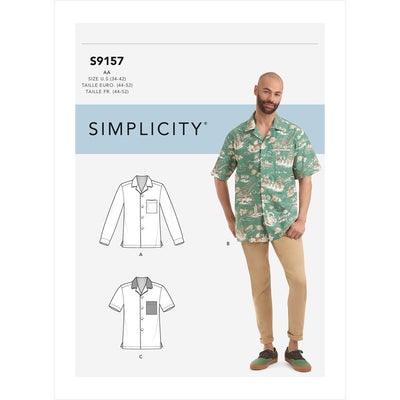Simplicity Sewing Pattern S9157 Mens Open Pointed Collar Shirts 9157 Image 1 From Patternsandplains.com