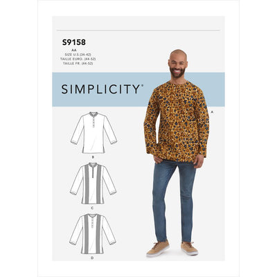 Simplicity Sewing Pattern S9158 Mens Half Buttoned Shirts 9158 Image 1 From Patternsandplains.com