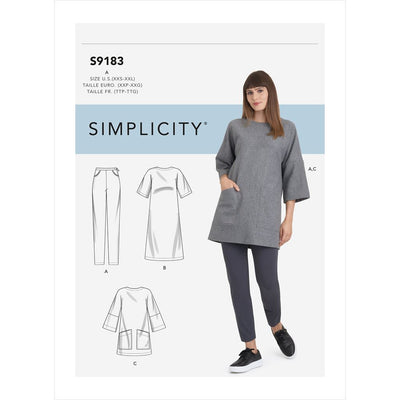 Simplicity Sewing Pattern S9183 Misses Tunic Top Dress and Legging 9183 Image 1 From Patternsandplains.com