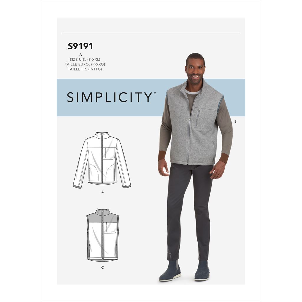 Simplicity Sewing Pattern S9191 Mens Vests and Jacket 9191 Image 1 From Patternsandplains.com