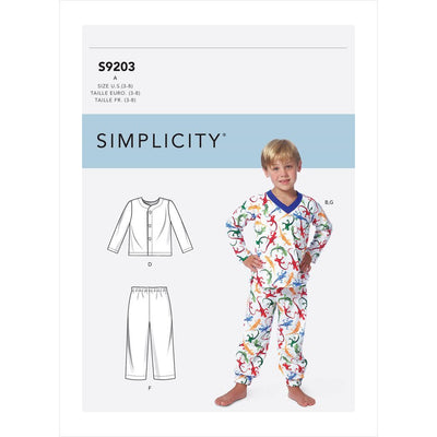 Simplicity Sewing Pattern S9203 Childrens Boys Tops Shorts and Pants 9203 Image 1 From Patternsandplains.com