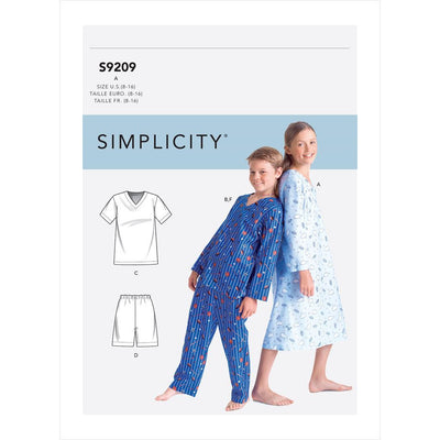 Simplicity Sewing Pattern S9209 Boys Girls V Neck Shirts Gown Shorts and Pants 9209 Image 1 From Patternsandplains.com