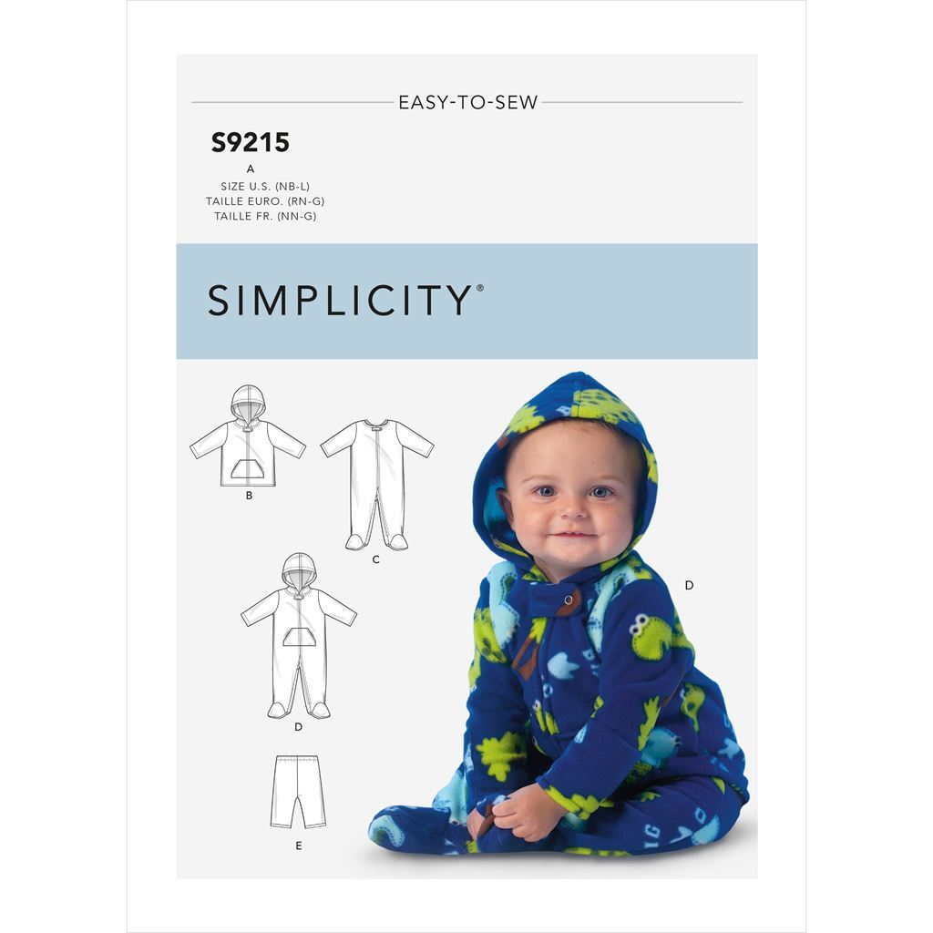 Simplicity Sewing Pattern S9215 Babies Jackets Footed Bodysuits and Pants 9215 Image 1 From Patternsandplains.com