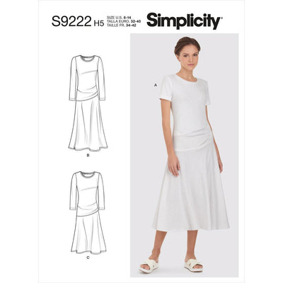 Simplicity Sewing Pattern S9222 Misses Knit Dress In Two Lengths 9222 Image 1 From Patternsandplains.com