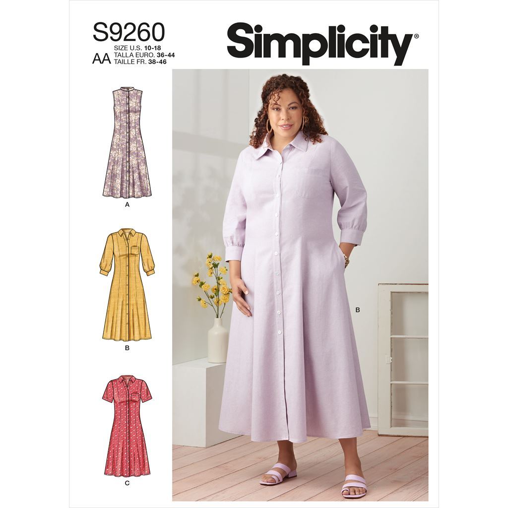 Simplicity Sewing Pattern S9260 Misses and Womens Button Front Dresses 9260 Image 1 From Patternsandplains.com