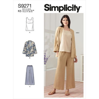 Simplicity Sewing Pattern S9271 Misses Jacket Top and Pants 9271 Image 1 From Patternsandplains.com