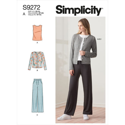 Simplicity Sewing Pattern S9272 Misses Knit Cardigan Top and Pants 9272 Image 1 From Patternsandplains.com