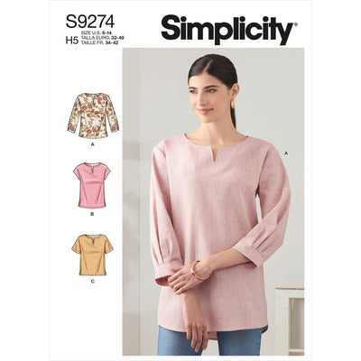 Simplicity Sewing Pattern S9274 Misses Tops In Two Lengths 9274 Image 1 From Patternsandplains.com