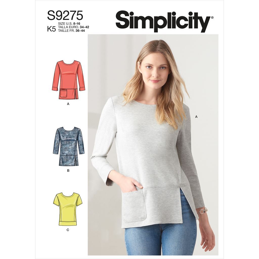 Simplicity Sewing Pattern S9275 Misses Knit Tops In Two Lengths 9275 Image 1 From Patternsandplains.com