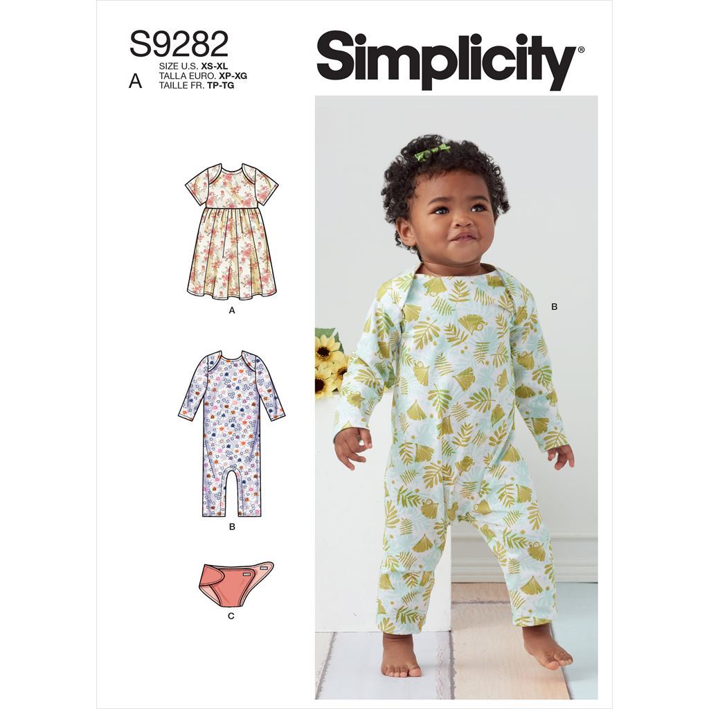 Simplicity Sewing Pattern S9282 Babies Knit Dress Romper and Diaper Cover 9282 Image 1 From Patternsandplains.com