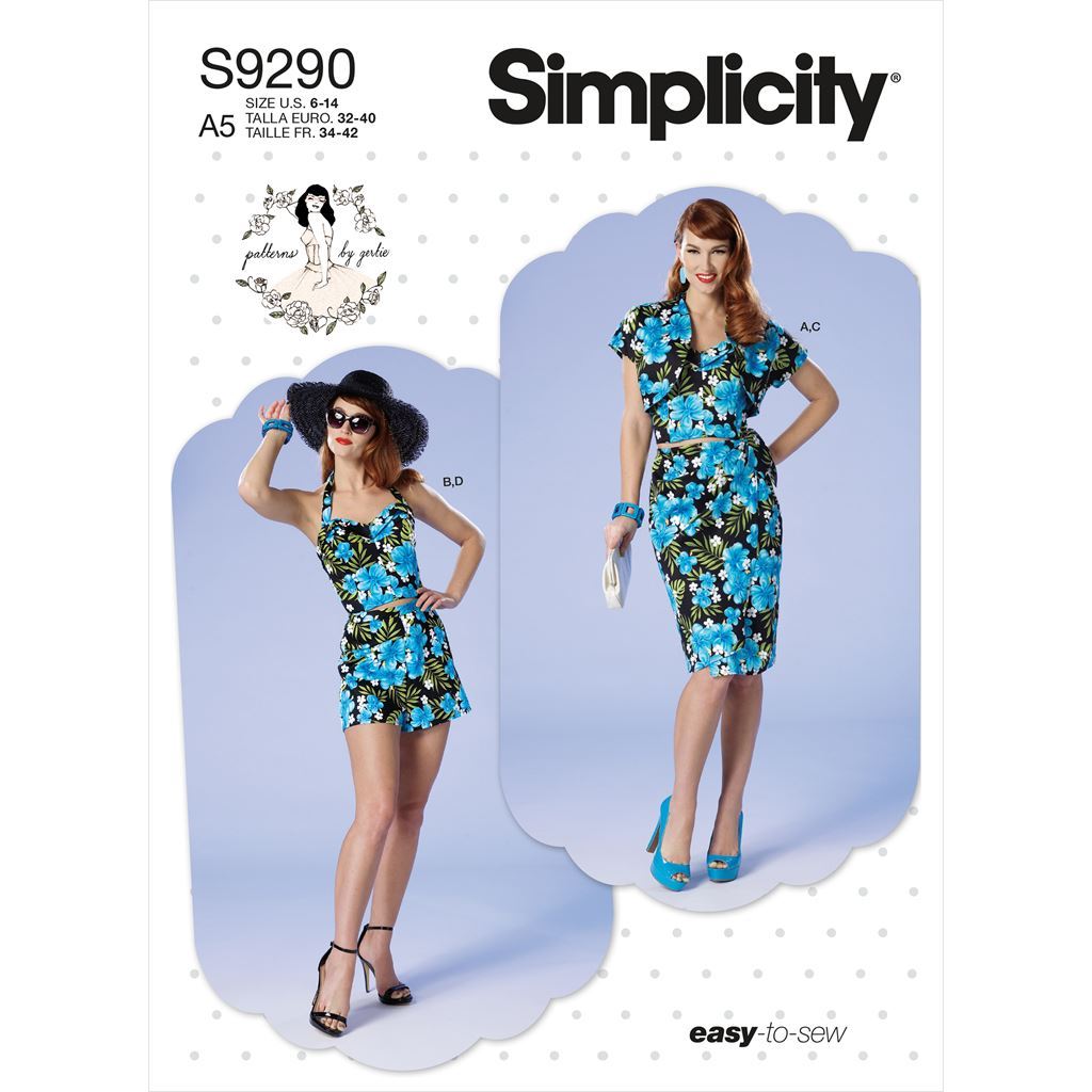 Simplicity Sewing Pattern S9290 Misses and Misses Petite Bolero Bustier Sarong and Shorts 9290 Image 1 From Patternsandplains.com