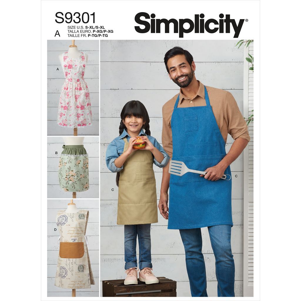 Simplicity Sewing Pattern S9301 Kids and Adults Aprons 9301 Image 1 From Patternsandplains.com