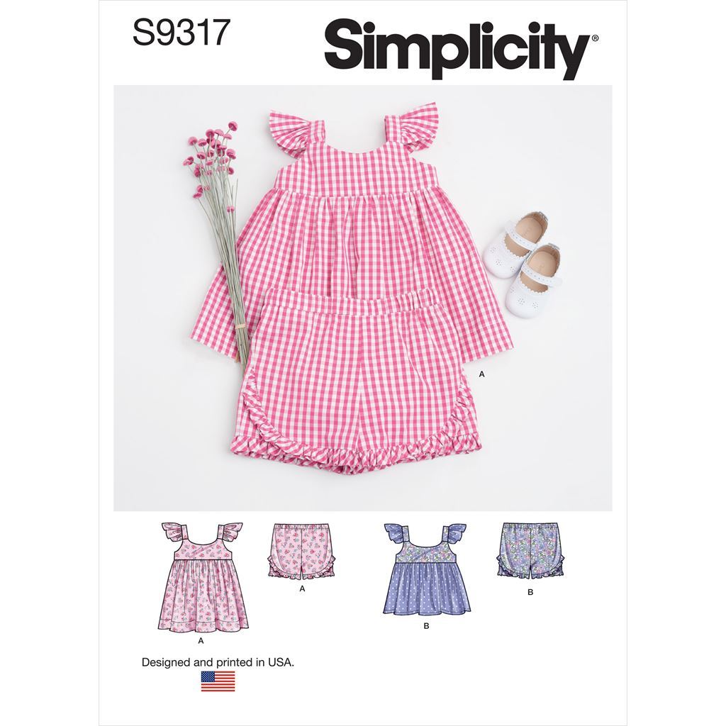 Simplicity Sewing Pattern S9317 Babies Dress Top and Shorts 9317 Image 1 From Patternsandplains.com
