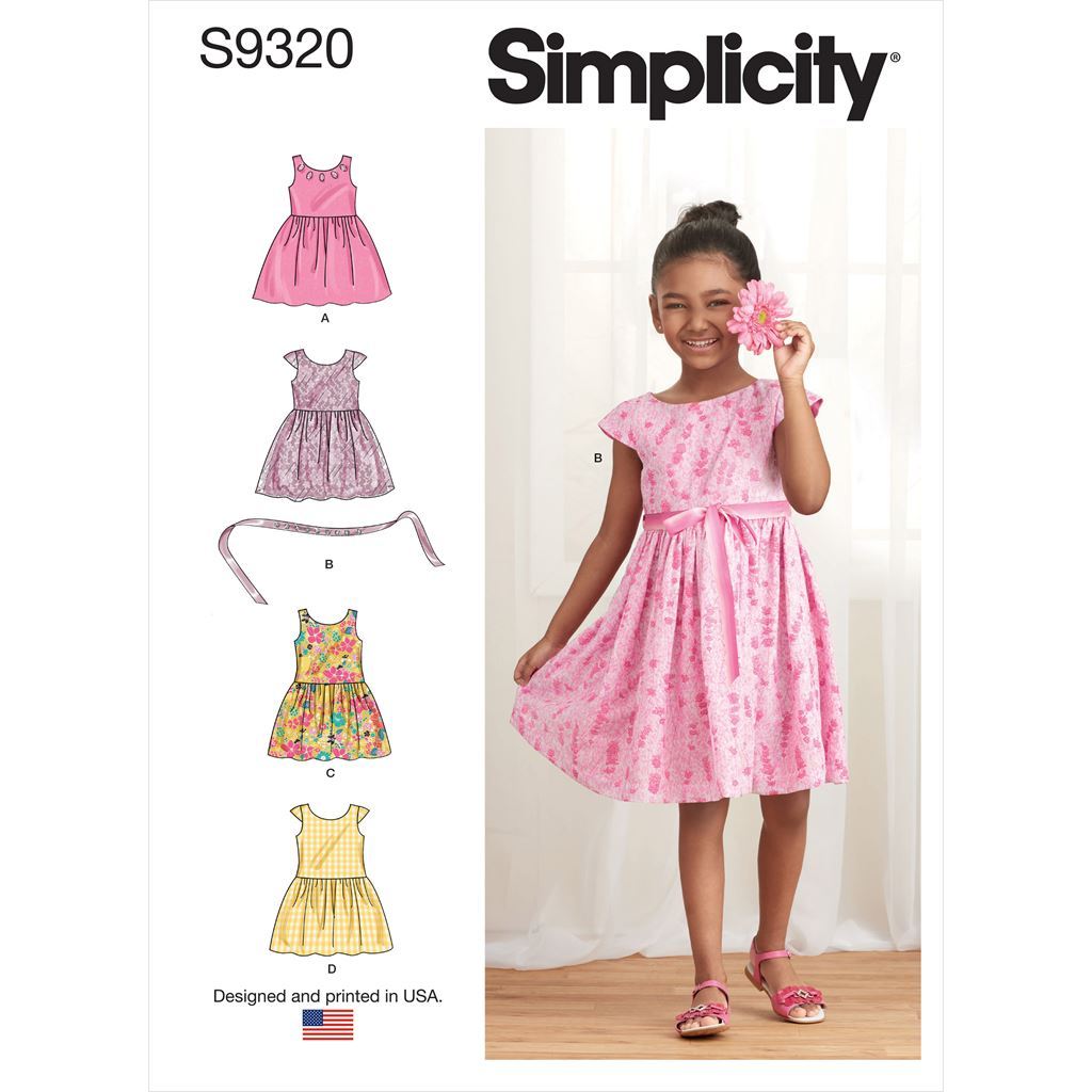 Simplicity Sewing Pattern S9320 Childrens Gathered Skirt Dresses 9320 Image 1 From Patternsandplains.com