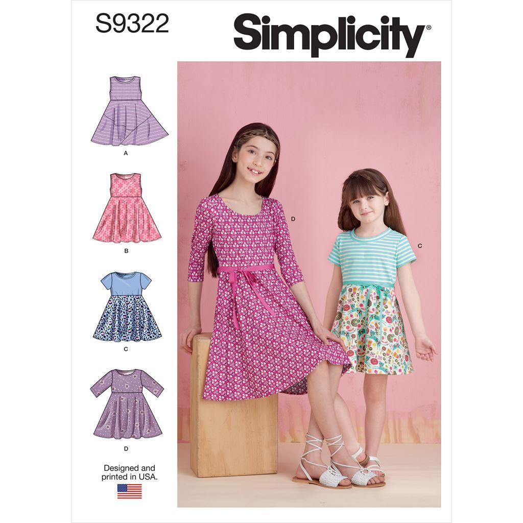 Simplicity Sewing Pattern S9322 Childrens and Girls Pullover Dresses 9322 Image 1 From Patternsandplains.com
