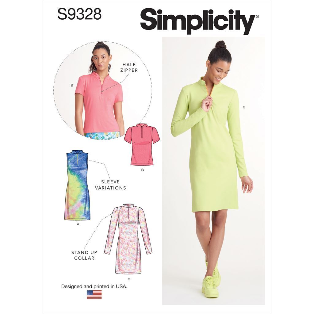Simplicity Sewing Pattern S9328 Misses' Knit Dresses and Top 9328 - Patterns and Plains Simplicity Sewing Pattern S9328 Misses' Knit Dresses and Top 9328 - Patterns and Plains