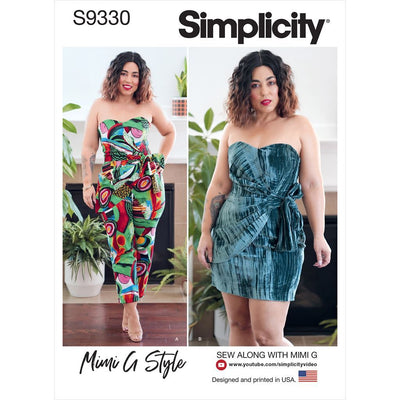 Simplicity Sewing Pattern S9330 Misses Strapless Jumpsuit and Mini Dress 9330 Image 1 From Patternsandplains.com