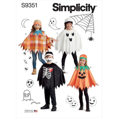 Simplicity Sewing Pattern S9351 Childrens Poncho Costumes Hats and Face Masks 9351 Image 1 From Patternsandplains.com