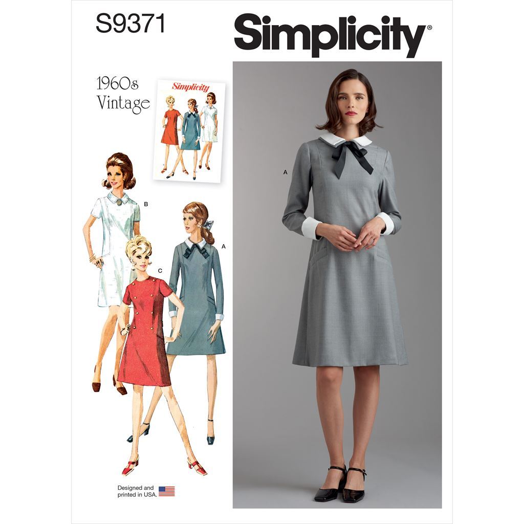 Simplicity Sewing Pattern S9371 Misses and Womens Dress with Collar Cuff and Sleeve Variations 9371 Image 1 From Patternsandplains.com