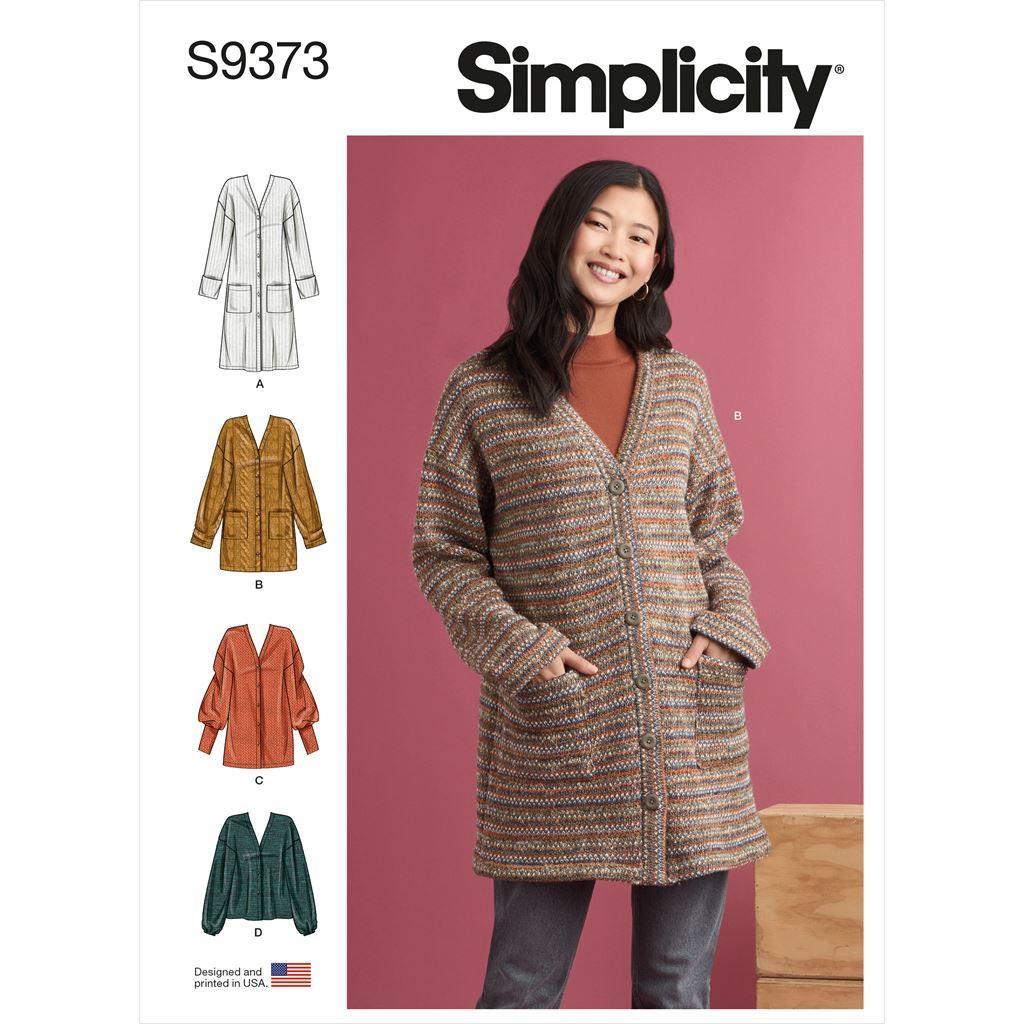 Simplicity Sewing Pattern S9373 Misses Knit Cardigans 9373 Image 1 From Patternsandplains.com