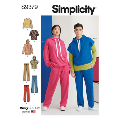 Simplicity Sewing Pattern S9379 Unisex Oversized Knit Hoodies Pants and Tees 9379 Image 1 From Patternsandplains.com