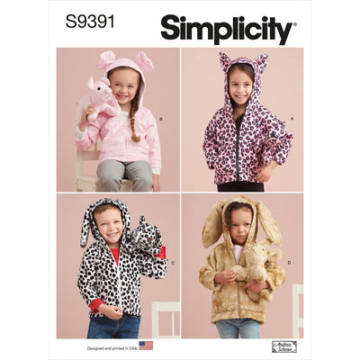 Simplicity Sewing Pattern S9391 Toddlers Jackets and Small Plush Animals 9391 Image 1 From Patternsandplains.com