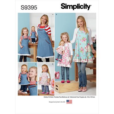 Simplicity Sewing Pattern S9395 Aprons for Misses Children and 18 Doll 9395 Image 1 From Patternsandplains.com