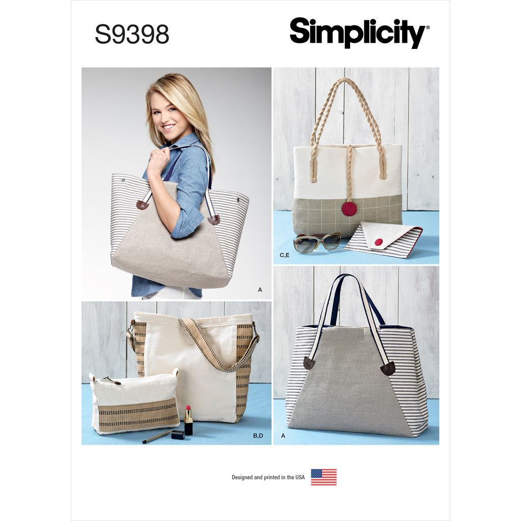 Simplicity Sewing Pattern S9398 Assorted Tote Bag Purse and Clutch 9398 Image 1 From Patternsandplains.com