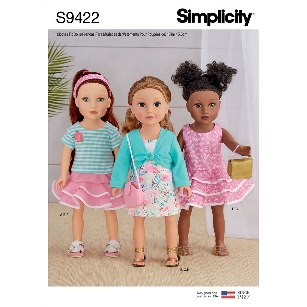 Simplicity Sewing Pattern S9422 18 Doll Clothes 9422 Image 1 From Patternsandplains.com