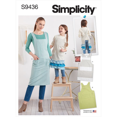Simplicity Sewing Pattern S9436 Adults and Childrens Aprons 9436 Image 1 From Patternsandplains.com