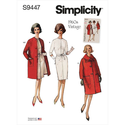 Simplicity Sewing Pattern S9447 Misses Dress Coat and Scarf 9447 Image 1 From Patternsandplains.com