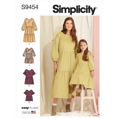 Simplicity Sewing Pattern S9454 Childrens and Misses Dress and Top 9454 Image 1 From Patternsandplains.com
