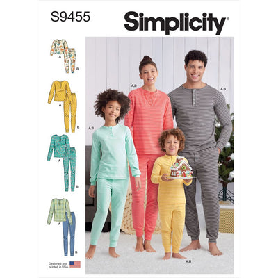 Simplicity Sewing Pattern S9455 Misses Mens and Childrens Knit Pants and Top 9455 Image 1 From Patternsandplains.com
