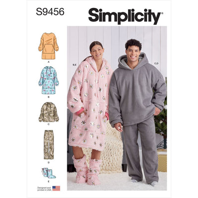 Simplicity Sewing Pattern S9456 Unisex Oversized Hoodies Pants and Booties 9456 Image 1 From Patternsandplains.com