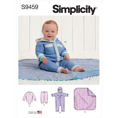 Simplicity Sewing Pattern S9459 Babies Bodysuit Jumpsuit Pants and Blanket 9459 Image 1 From Patternsandplains.com