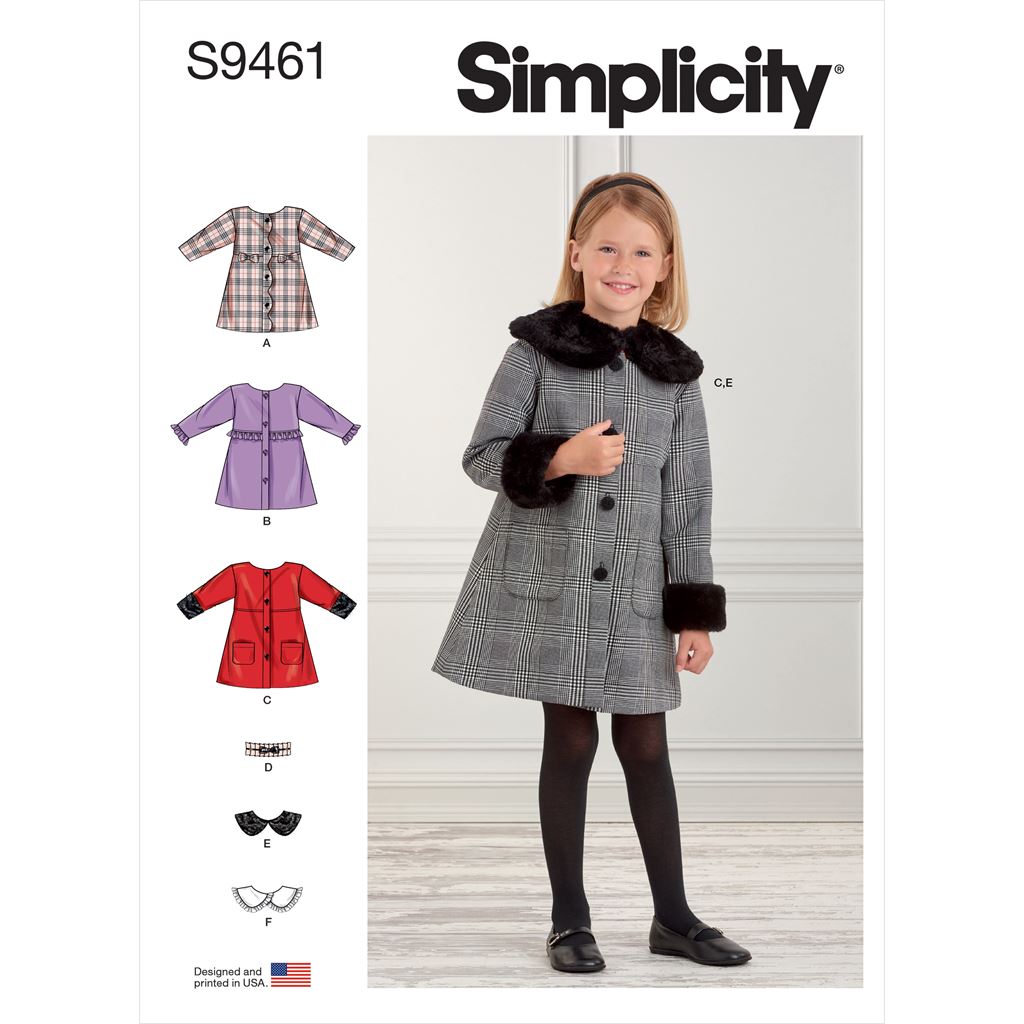 Simplicity Sewing Pattern S9461 Childrens Coat 9461 Image 1 From Patternsandplains.com