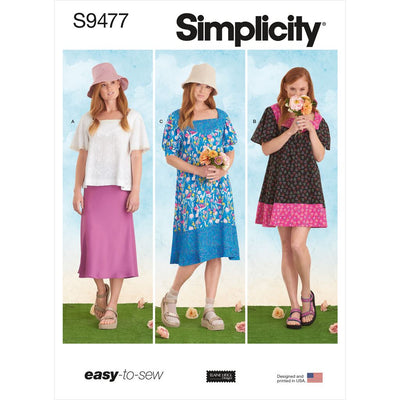 Simplicity Sewing Pattern S9477 Misses Top and Dresses 9477 Image 1 From Patternsandplains.com