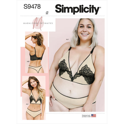 Simplicity Sewing Pattern S9478 Misses and Womens Bralette and Panties 9478 Image 1 From Patternsandplains.com