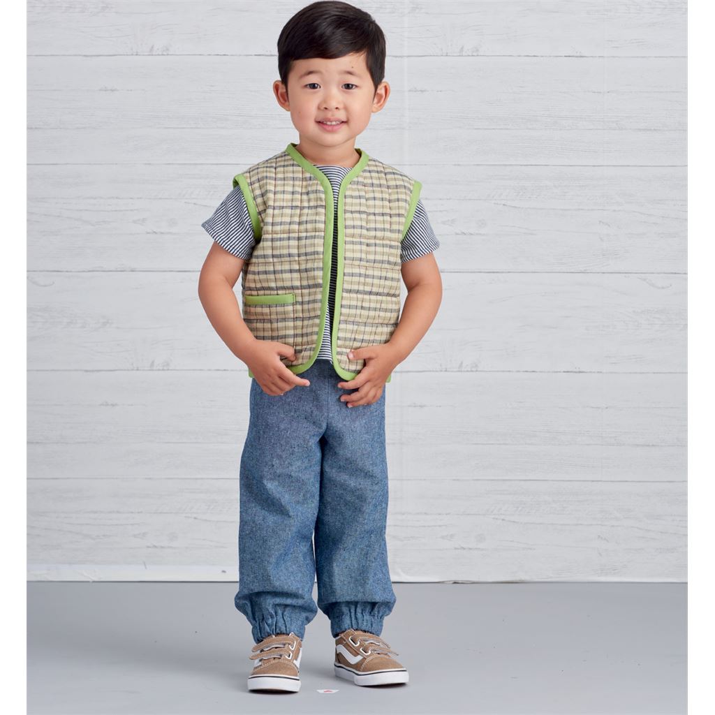 Simplicity Sewing Pattern S9485 Toddlers Knit Top Jacket Vest Skirt and Pants 9485 Image 3 From Patternsandplains.com