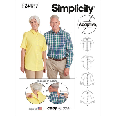 Simplicity Sewing Pattern S9487 Unisex Adaptive Shirt 9487 Image 1 From Patternsandplains.com