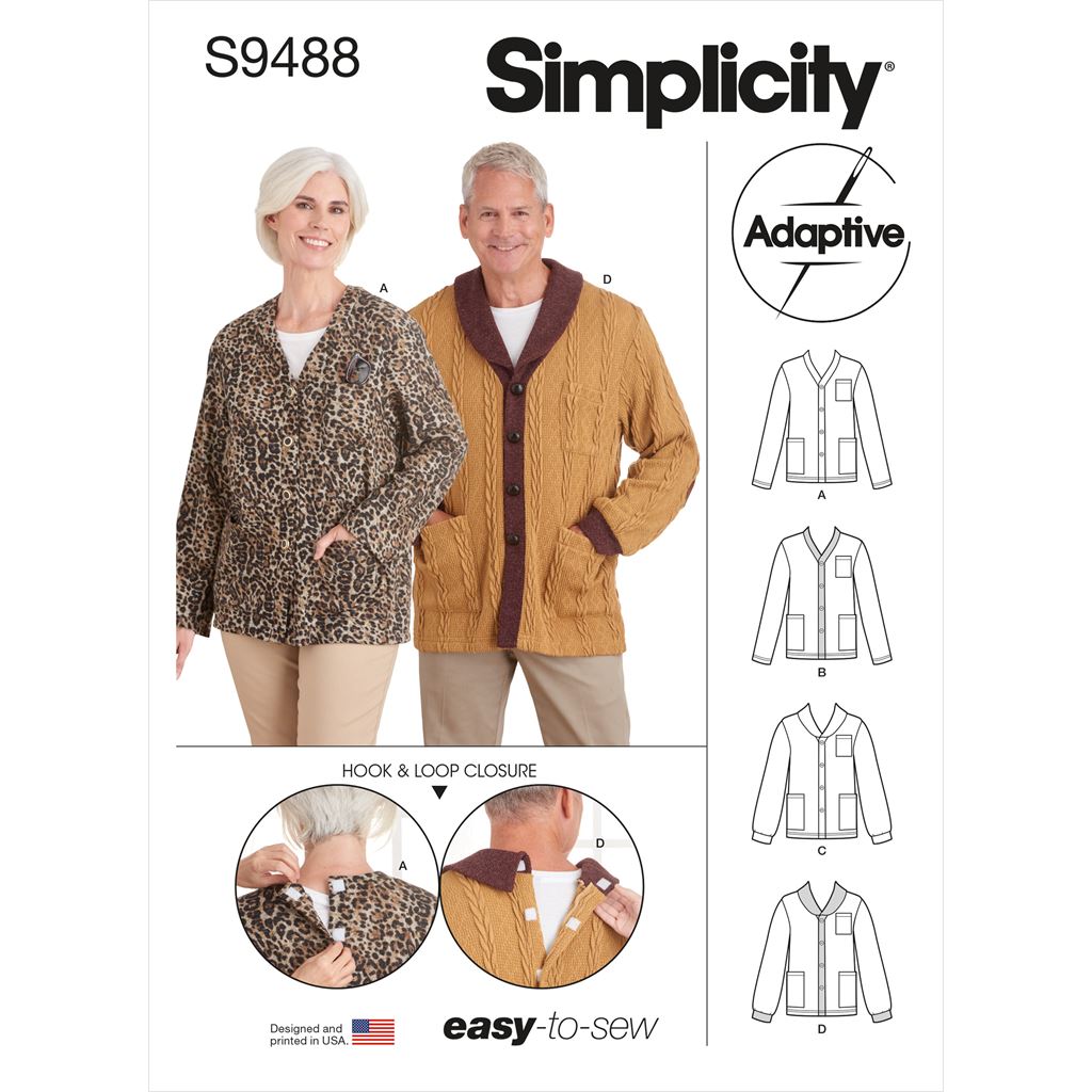 Simplicity Sewing Pattern S9488 Unisex Adaptive Cardigan 9488 Image 1 From Patternsandplains.com