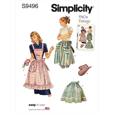 Simplicity Sewing Pattern S9496 Misses Vintage Apron 9496 Image 1 From Patternsandplains.com