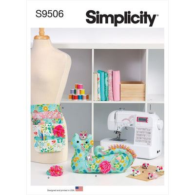 Simplicity Sewing Pattern S9506 Cat Organizer with Mouse Pincushion Mouse Sewing Weights Apron 9506 Image 1 From Patternsandplains.com