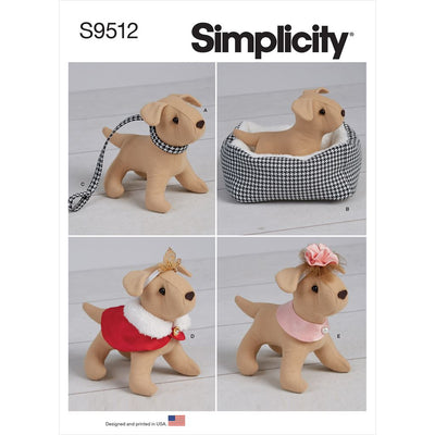 Simplicity Sewing Pattern S9512 Soft 6 Dog and Accessories for 18 Doll 9512 Image 1 From Patternsandplains.com