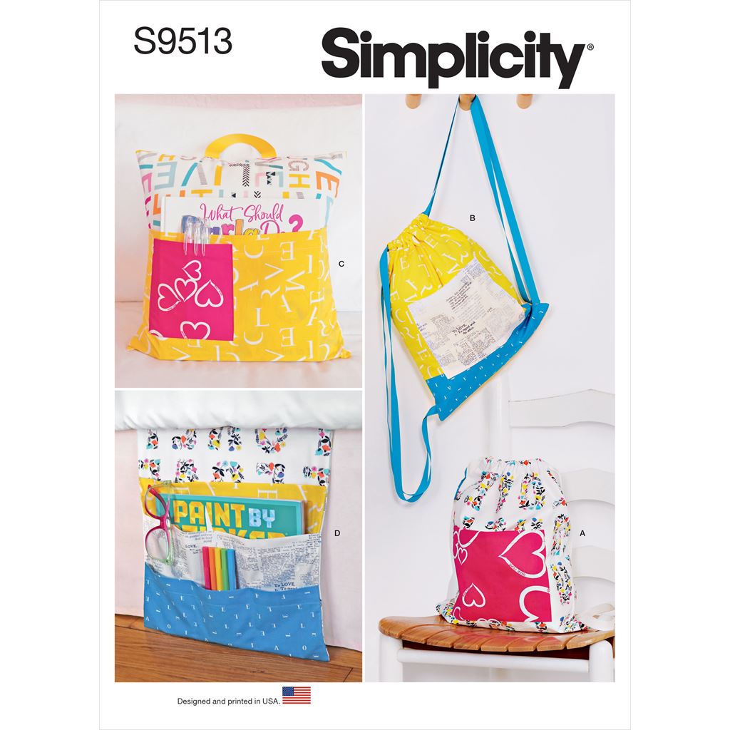 Simplicity Sewing Pattern S9513 Backpacks Reading Pillow Bed Organizer 9513 Image 1 From Patternsandplains.com