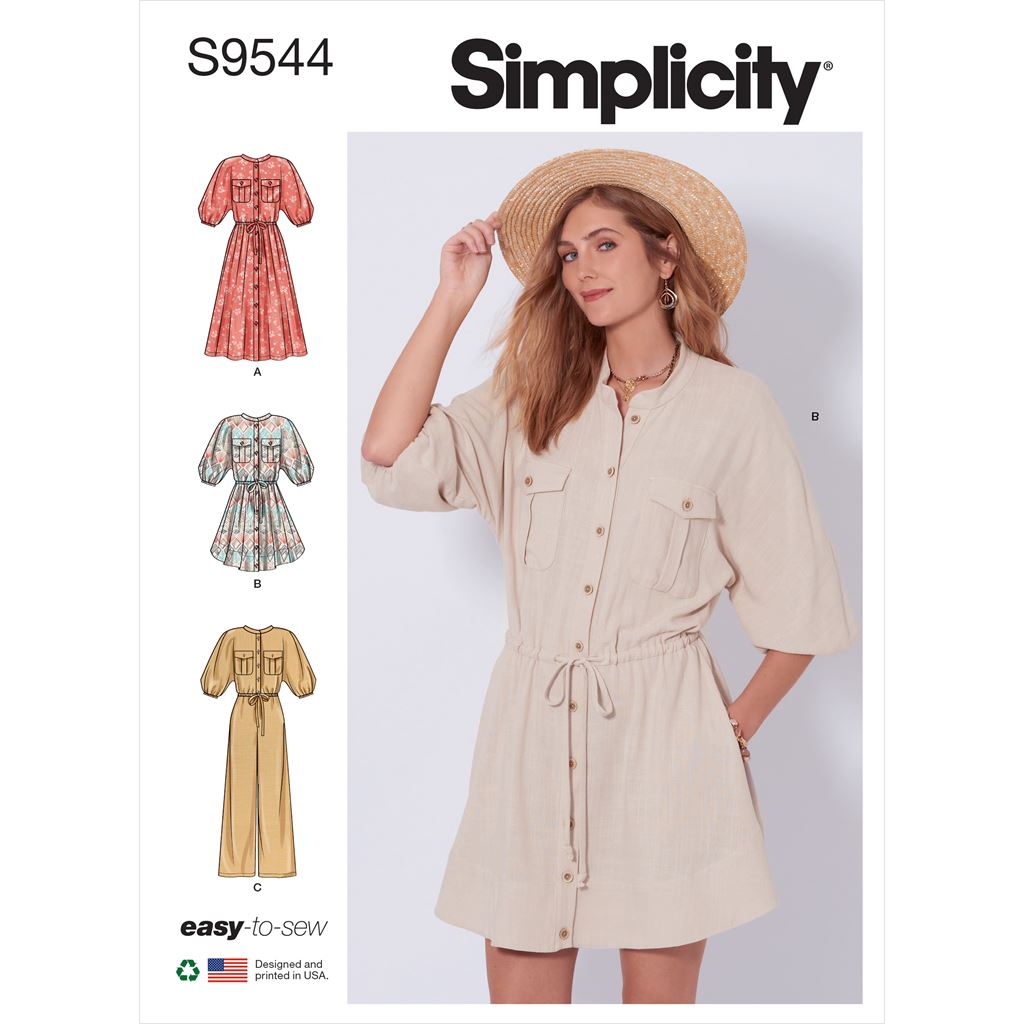 Simplicity Sewing Pattern S9544 Misses Dresses and Jumpsuit 9544 Image 1 From Patternsandplains.com