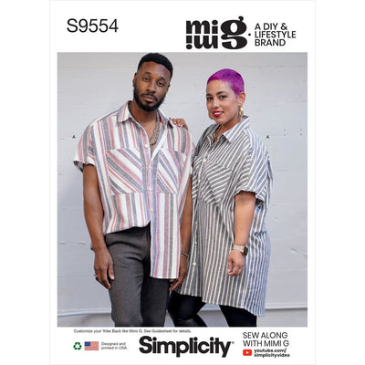 Simplicity Sewing Pattern S9554 Unisex Shirt in Two Lengths 9554 Image 1 From Patternsandplains.com