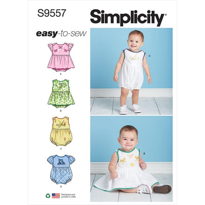 Simplicity Sewing Pattern S9557 Babies Romper 9557 Image 1 From Patternsandplains.com