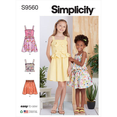 Simplicity Sewing Pattern S9560 Childrens and Girls Dress Top and Skirt 9560 Image 1 From Patternsandplains.com
