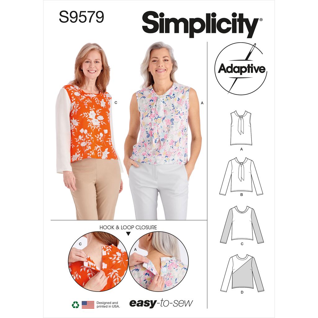 Simplicity Sewing Pattern S9579 Misses Adaptive Tops 9579 Image 1 From Patternsandplains.com